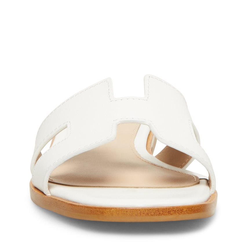 White Steve Madden Hadyn Leather Women's Slides | PH 5408LCQ